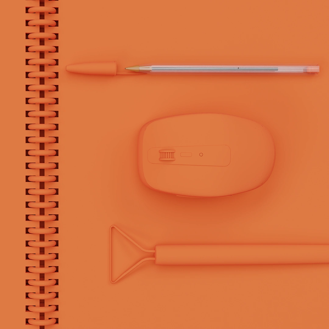 Design tools on orange background